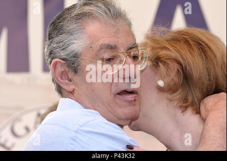 Umberto Bossi et Letizia Moratti au cours de réunion de la Lega Nord à Milan 13-05-2011 Banque D'Images