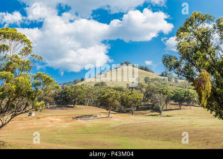 Vue sur la campagne dans la partie supérieure de la Hunter Valley, Nouvelle-Galles du Sud, Australie. Banque D'Images