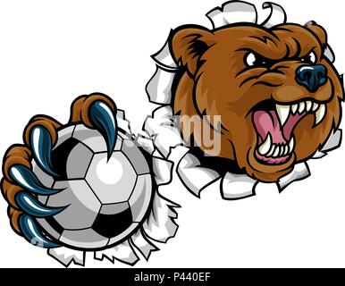 Bear Holding Soccer Ball briser Background Illustration de Vecteur