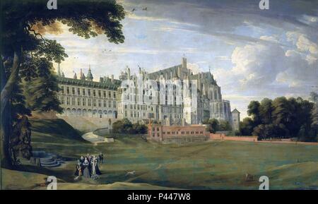 EL PALACIO REAL DE BRUSELAS (PALAIS) COUDENBERG - HACIA 1625-1630 - OLEO/LIENZO - 150x228 cm - NP 1451 - BARROCO FLAMENCO. Auteur : Jan Brueghel le Jeune (1601-1678). Emplacement : Museo del Prado-PINTURA, MADRID, ESPAGNE. Banque D'Images