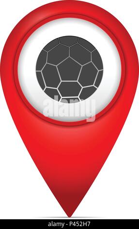 Marqueur de carte avec symbole de soccer sur un fond blanc. Illustration de Vecteur