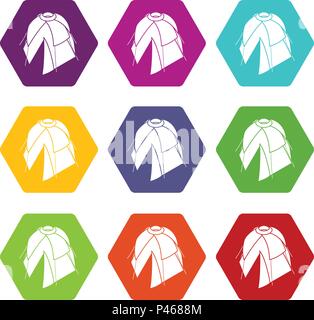 Tente de fleurs icons set 9 vector Illustration de Vecteur