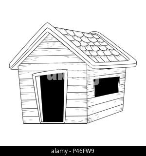 Maison en bois design contour vector isolated on white Illustration de Vecteur