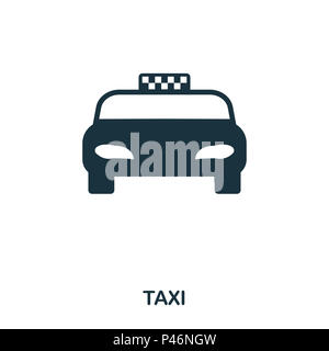 L'icône de taxi. Application pour mobile, l'impression, l'icône du site web. L'élément simple à chanter. Icône Taxi monochrome illustration. Banque D'Images