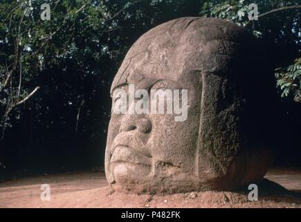 Altivo CABEZA OLMECA - 1000-400 AC. Lieu : MUSÉE DE LA VENTA, Mexico City, CIUDAD DE MEXICO. Banque D'Images