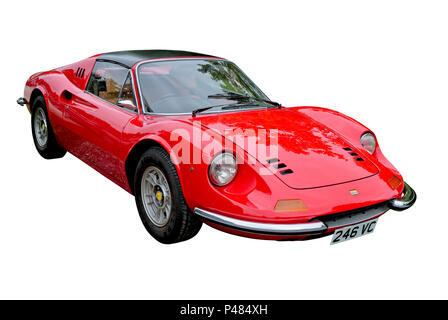 Ferrari Dino rouge isolé sur fond blanc Banque D'Images