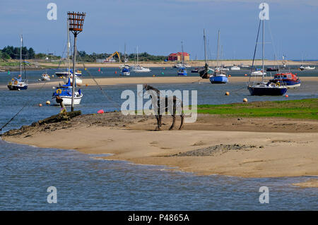 Metal horse sculpture, wells-next-the-Sea, North Norfolk, Angleterre Banque D'Images