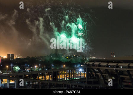 RIO DE JANEIRO/RJ, Brésil - 01/03/2015 - ANIVERSARIO RIO DE JANEIRO. Queima de fogos durante Aniversario Rio 450 anos visto do Bairro do Maracana. Foto : Celso Pupo / Fotoarena Banque D'Images