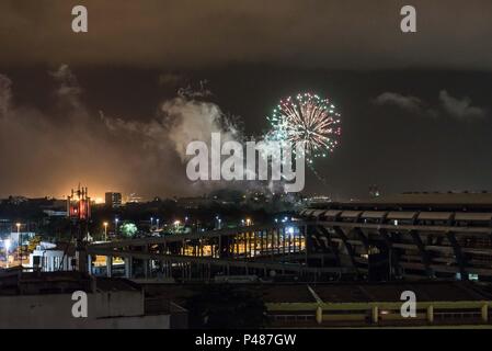 RIO DE JANEIRO/RJ, Brésil - 01/03/2015 - ANIVERSARIO RIO DE JANEIRO. Queima de fogos durante Aniversario Rio 450 anos visto do Bairro do Maracana. Foto : Celso Pupo / Fotoarena Banque D'Images