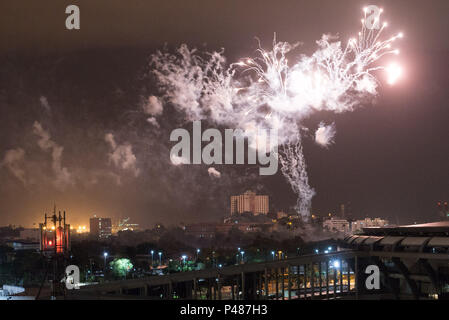 RIO DE JANEIRO/RJ, Brésil - 01/03/2015 - ANIVERSARIO RIO DE JANEIRO. Queima de fogos durante Aniversario Rio 450 anos visto do Bairro do Maracana. Foto : Celso Pupo / Fotoarena Banque D'Images