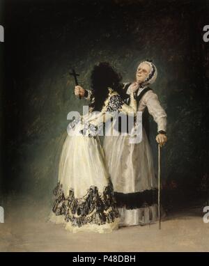 La duchesse d'Alba et sa fille. La Duquesa de Alba con su duena. 1795. Huile sur toile . 31x25. Madrid, musée du Prado. Auteur : Francisco de Goya (1746-1828). Emplacement : Museo del Prado-PINTURA, MADRID, ESPAGNE. Banque D'Images