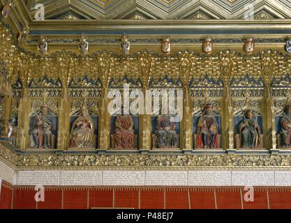 SALA DE LOS REYES - ALFONSO VII URRACA IV ALFONSO VIII Sancho III ...... Emplacement : ALCAZAR-intérieur, Segovia, Espagne. Banque D'Images