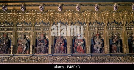 SALA DE LOS REYES - MAUREGATO BERMUDO I RAMIRO I JE ORDONO ALFONSO II. Emplacement : ALCAZAR-intérieur, Segovia, Espagne. Banque D'Images