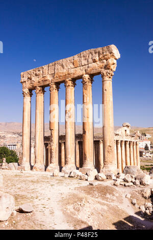 Baalbek, Liban : Patrimoine mondial de l'emplacement des ruines des temples de Jupiter et de Bacchus (AD 150 à 250 AD) à Baalbek Heliopolis romaine. Banque D'Images