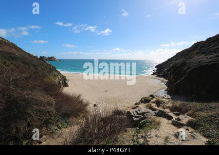 Plage de Porthcurno, Porthcurno, Cornwall, UK Banque D'Images