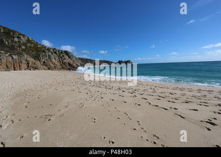 Plage de Porthcurno, Porthcurno, Cornwall, UK Banque D'Images