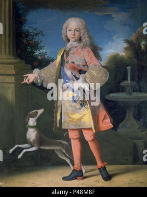 Portrait de Ferdinand de Bourbon, prince des Asturies, c.1725-35 - 144x116 cm - Huile sur toile - Baroque Français - avant restauration - NP 2333. Auteur : Jean Ranc (1674-1735). Emplacement : Museo del Prado-PINTURA, MADRID, ESPAGNE. Aussi connu sous : FERNANDO VI, NIÑO. Banque D'Images