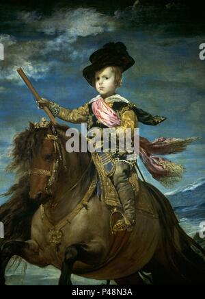 Prince Baltasar Charles à cheval (en détail cheval et prince). Principe Baltasar Carlos un caballo. Madrid, musée du Prado. Auteur : Diego Velázquez (1599-1660). Emplacement : Museo del Prado-PINTURA, MADRID, ESPAGNE. Banque D'Images