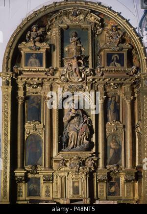 Retable DE SAN JUAN EVANGELISTA - 1637. Auteur : Felipe de Ribas (1609-1648). Lieu : Couvent de Santa Paula, Sevilla, Séville, ESPAGNE. Banque D'Images