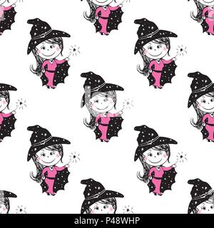 Fées mignon modèle homogène. Cartoon Vector background magique, idéal pour les textiles et de tissus, papiers peints, cartes et bannières design Illustration de Vecteur