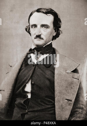 Edgar Allan Poe, 1809 - 1849. Écrivain, éditeur et critique littéraire. Après une impression contemporaine. Banque D'Images