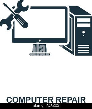 L'icône de réparation d'ordinateur. L'icône de style de ligne design. L'ASSURANCE-CHÔMAGE. Illustration de l'icône de réparation d'ordinateur. Les pictogrammes isolé sur blanc. Prêt à utiliser dans la conception de sites web, applications, logiciel, imprimer. Illustration de Vecteur