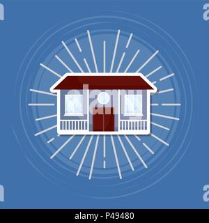 Icône en forme de maison sur fond bleu, design coloré. vector illustration Illustration de Vecteur