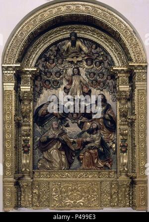 Retable DE LA SAGRADA FAMILIA - siglo XVIII. Auteur : ANONIMO GENOVES. Emplacement : IGLESIA CONVENTUAL DE JÉSUS MARIA Y JOSÉ, Medina Sidonia, Cadiz, Espagne. Banque D'Images