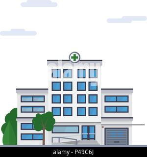 Icône vecteur isolé du bâtiment de l'hôpital moderne Illustration de Vecteur