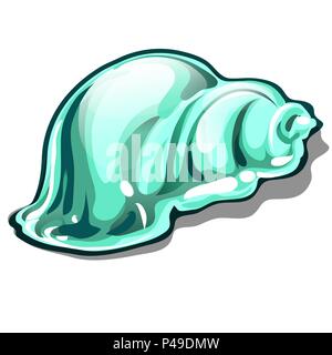 Sea Shell couleur turquoise isolé sur fond blanc. Cartoon Vector illustration close-up. Illustration de Vecteur