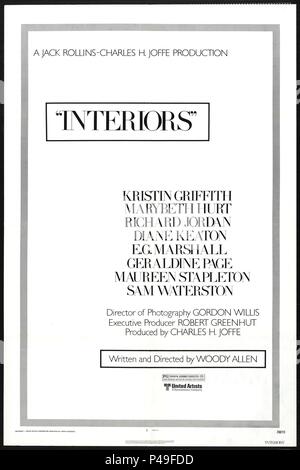 Titre original : intérieurs. Titre en anglais : intérieurs. Film Réalisateur : Woody Allen. Année : 1978. Credit : United Artists / Album Banque D'Images