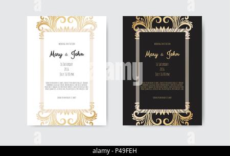 Vecteur d'or invitation avec éléments floraux. Illustration de Vecteur