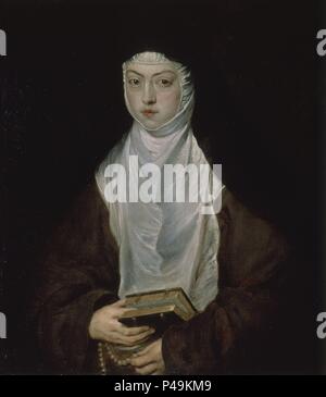 Ana Dorotea, fille de Rodolphe II, d'une nonne au couvent des Descalzas Reales, Madrid - 1628 - 73x65,4 cm - Huile sur toile. Auteur : Peter Paul Rubens (1577-1640). Lieu : Musée Wellington / ASPLEY HOUSE, LONDRES, ANGLETERRE. Aussi connu sous : ANA DOROTEA-MONJA de las Descalzas Reales. Banque D'Images