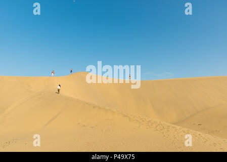 Les gens qui marchent à travers le désert Banque D'Images