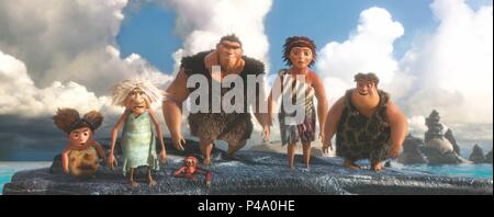 Titre original : LES CROODS. Titre en anglais : LES CROODS. Directeur de film : KIRK DE MICCO et Chris Sanders. Année : 2013. Credit : Dreamworks Animation / Album Banque D'Images