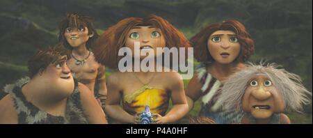 Titre original : LES CROODS. Titre en anglais : LES CROODS. Directeur de film : KIRK DE MICCO et Chris Sanders. Année : 2013. Credit : Dreamworks Animation / Album Banque D'Images