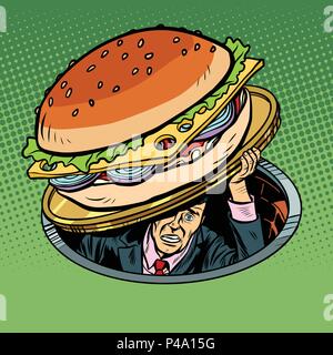 En vertu de l'homme fast-food burger Illustration de Vecteur