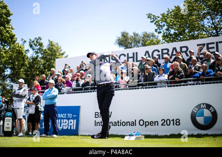 Allemagne, Pulheim. 21 Juin, 2018. Golf : Europe-Tour, International Ouvert : Thomas Pieters, joueur de golf belge frappe la balle. Crédit : Marcel Kusch/dpa/Alamy Live News Banque D'Images