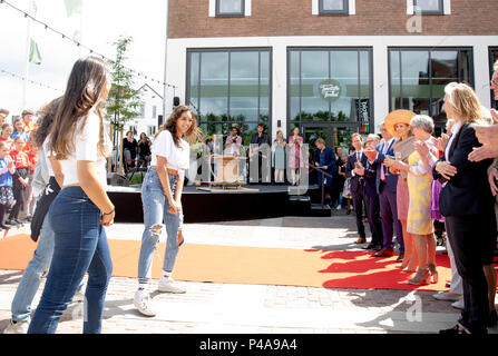 Enschede, Pays-Bas. 21 Juin, 2018. La Reine Máxima des Pays-Bas à l'usine Performance à Enschede, le 21 juin 2018, d'ouvrir un bâtiment Zuid, travail et lieu de rencontre dans une ancienne usine textile Photo : Albert Nieboer/Pays-Bas/Point de vue - PAS DE SERVICE DE FIL - Crédit : Albert Nieboer/Royal Press Europe/PRE/dpa/Alamy Live News Banque D'Images