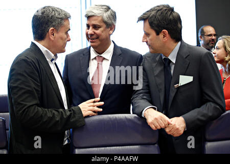 Luxembourg, Luxembourg. 21 juin 2018. Le ministre des Finances de la Grèce d'Euclid Tsakalotos se présente à la réunion annuelle du Mécanisme Européen de Stabilité Conseil des gouverneurs d'une réunion des ministres des finances de la zone euro à Luxembourg le 21 juin 2018 Crédit : ALEXANDROS MICHAILIDIS/Alamy Live News Banque D'Images