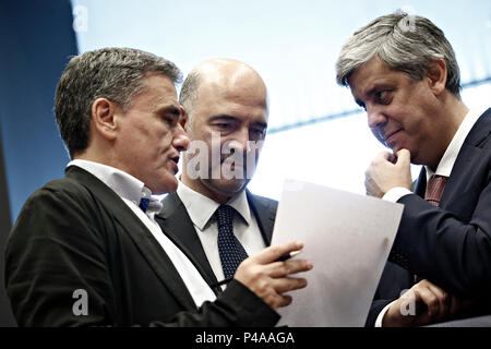 Luxembourg, Luxembourg. 21 juin 2018. Le ministre des Finances de la Grèce d'Euclid Tsakalotos réunion des ministres des finances de l'Eurogroupe au siège de l'UE au centre de conférence Kirchberg à Luxembourg le 21 juin 2018 Crédit : ALEXANDROS MICHAILIDIS/Alamy Live News Banque D'Images