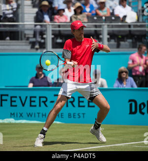 Le Queen's Club, London, UK. 21 Juin, 2018. Jour 4 Championnats de l'arbre de la fièvre sur le court central, un prélude à la Wimbledon PROFILS TÊTES, avec Jamie Murray (GBR) et Bruno SOARES (BRA) vs Marcus Daniell (NZL) et Wesley Koolhof (NED). Credit : Malcolm Park/Alamy Live News. Banque D'Images