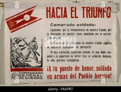 CARTEL DE LA GUERRA CIVIL - HACIA El Triunfo. Emplacement : ARCHIVO HISTORICO NACIONAL, Salamanca, Espagne. Banque D'Images