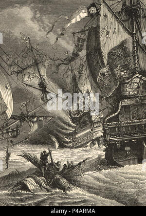 La destruction et la défaite de l'Armada espagnole, 1588 Banque D'Images