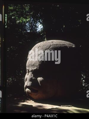 Altivo CABEZA OLMECA - 1000-400 AC. Lieu : MUSÉE DE LA VENTA, Mexico City, CIUDAD DE MEXICO. Banque D'Images