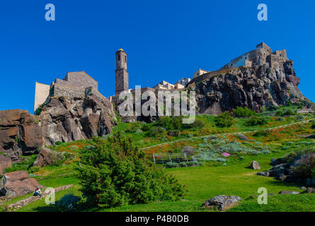 Italie Sardaigne Anglona Castelsardo,Cathédrale de Saint Antoine l'Abbé,tour de la cloche, Banque D'Images