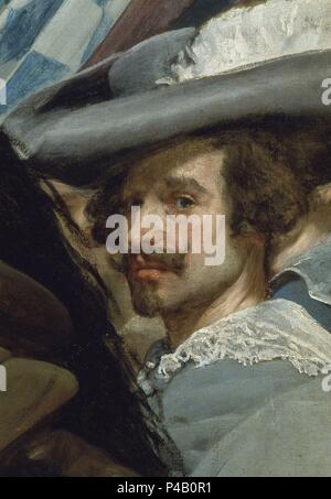 LAS LANZAS O LA RENDICION DE BREDA - DETALLE DEL SUPUESTO AUTORRETRATO DE VELAZQUEZ - 1634 - O/L - NP 1172 - BARROCO ESPAÑOL - CONJUNTO 1239. Auteur : Diego Velázquez (1599-1660). Emplacement : Museo del Prado-PINTURA, MADRID, ESPAGNE. Banque D'Images