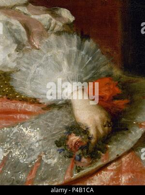 Infante Doña MARGARITA DE L'AUTRICHE - HIJA DE FELIPE IV - DETALLE DE LA MANO CON LA FLOR - 1660 - O/L - NP 1192 - BARROCO ESPAÑOL - CONJUNTO 1292. Auteur : Diego Velázquez (1599-1660). Emplacement : Museo del Prado-PINTURA, MADRID, ESPAGNE. Banque D'Images