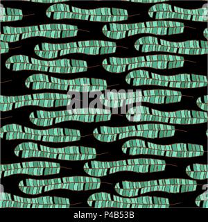 Modèle vectoriel continu avec des feuilles de bananier sur noir Illustration de Vecteur