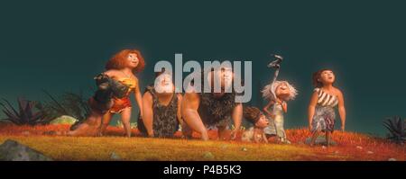 Titre original : LES CROODS. Titre en anglais : LES CROODS. Directeur de film : KIRK DE MICCO et Chris Sanders. Année : 2013. Credit : Dreamworks Animation / Album Banque D'Images